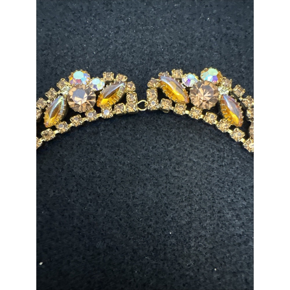 Rare Juliana D&E 1960's AB Champagne Marquis Rhinestone Cocktail Necklace Collar - Picture 5 of 16